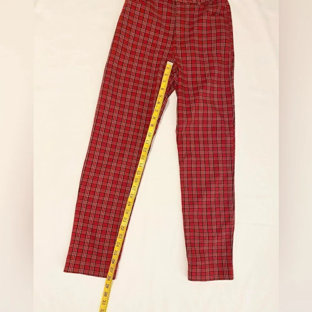 Hollister red plaid pants size XS “ultra high-rise advanced stretch”